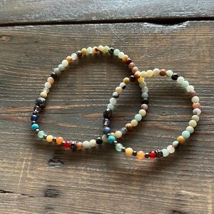 NWOT LovePray Stretch Sterling & Semi-Precious Beaded Anklet and Bracelet